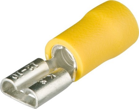 Końcówka kablowa nasuwana izolowana “żeńska” żółta 9,7mm konektor wsuwka