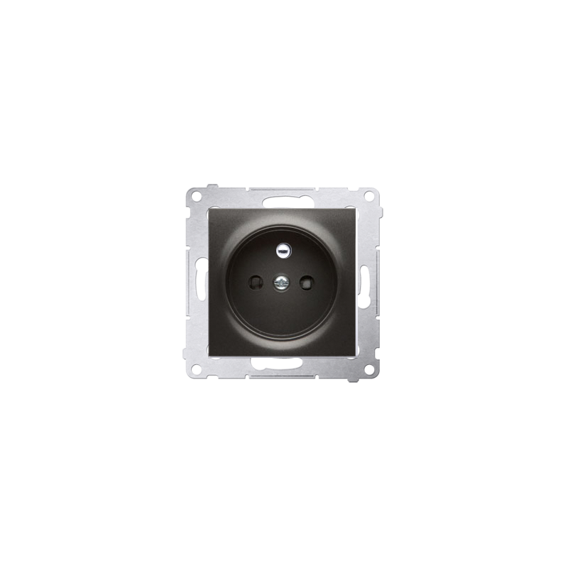 Gniazdko Simon 54 , gniazdko wtyczkowe z uziemnieniem i przesłonami (moduł) 16A, 250V, szybkozłącza , czarny mat