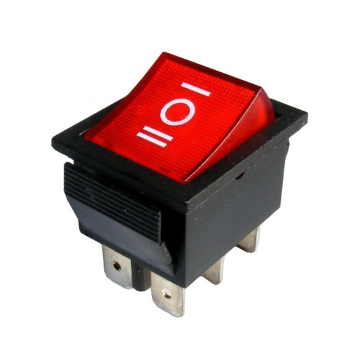 przełącznik kołyskowy I-O-II 6-pinowy czerwony IRS-203-1C 0046