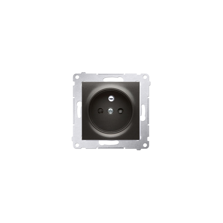 Gniazdo podtynkowe Simon54 czarny mat, wtyczkowe z uziemnieniem i przesłonami (moduł) 16A, 250V, szybkozłącza DGZ1CZ.01/49