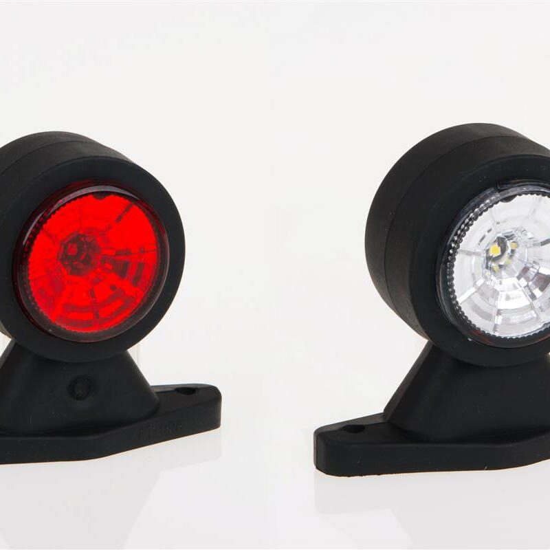 Lampa obrysowa na gumie krótka LED biało/czerwona 12-30V (kpl 2szt)