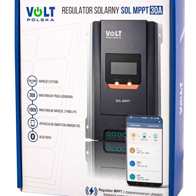 Regulator solarny SOL MPPT 30A (100V) 12/24V + LCD + BLUETOOTH Volt