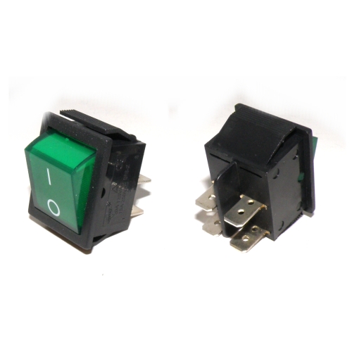 przełącznik kołyskowy MK-521 AC-R KCD4 4-pin podśw. 230V zielony