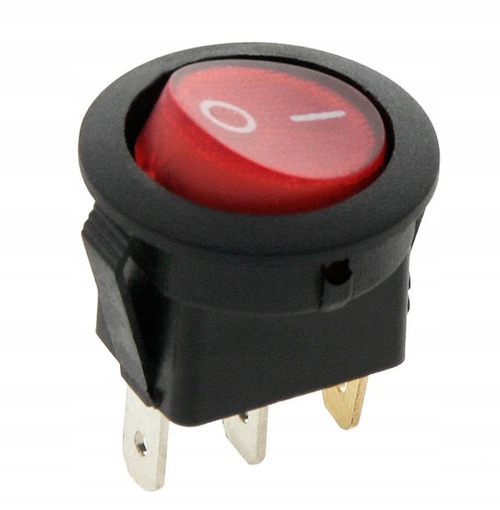 przełącznik kołyskowy podświetlany okrągły 3-pin czerw/nieb/żółty