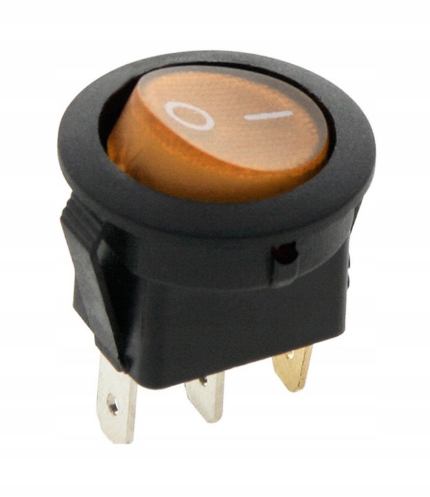 przełącznik kołyskowy podświetlany okrągły 3-pin czerw/nieb/żółty