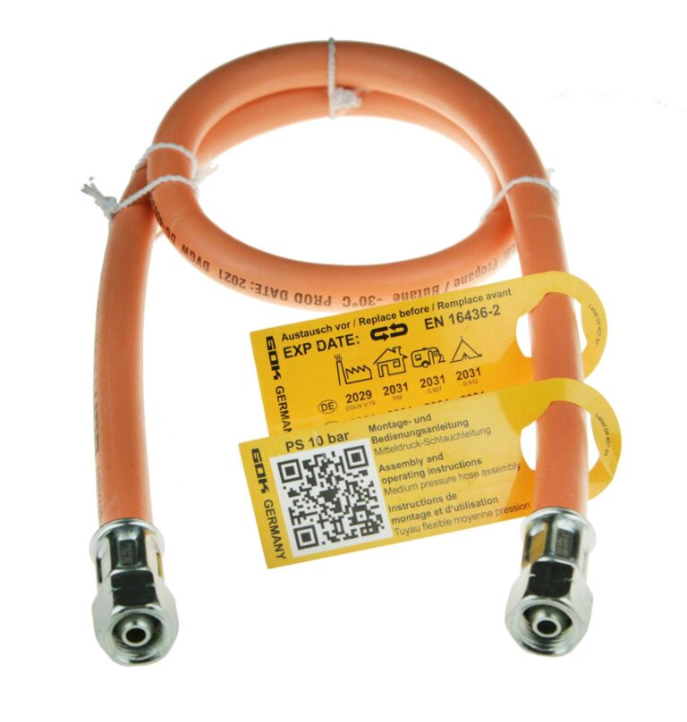 wąż gazowy elastyczny 1/4 LH-UEM x 1/4 LH-UEM x 1500mm PS10 bar