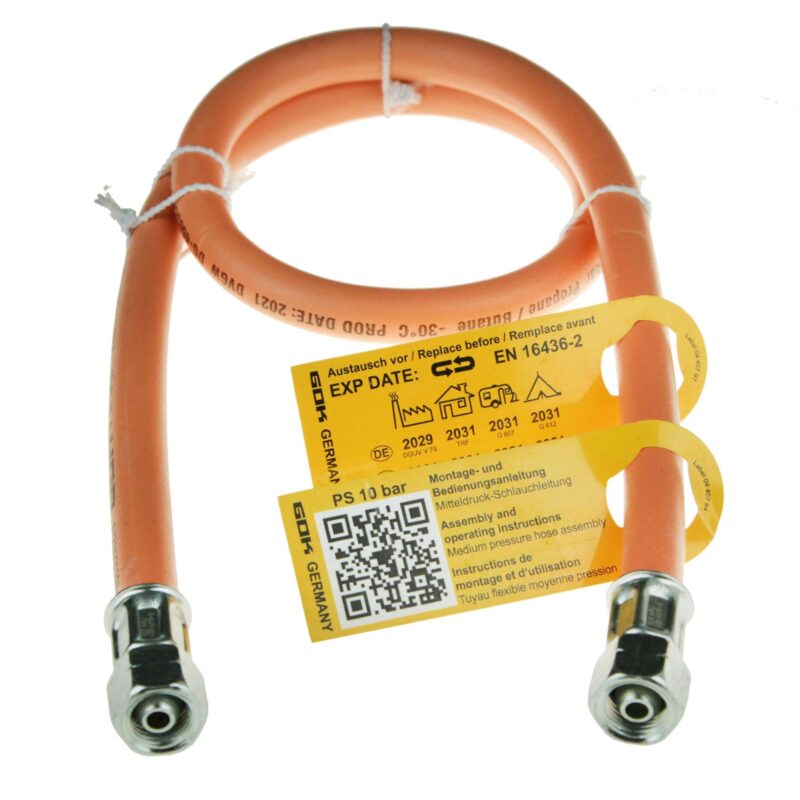 wąż gazowy elastyczny 1/4 LH-UEM x 1/4 LH-UEM x 1500mm PS10 bar